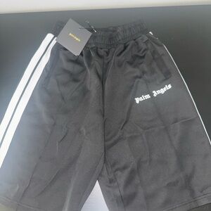 Palm Angels Black and White Athletic Shorts